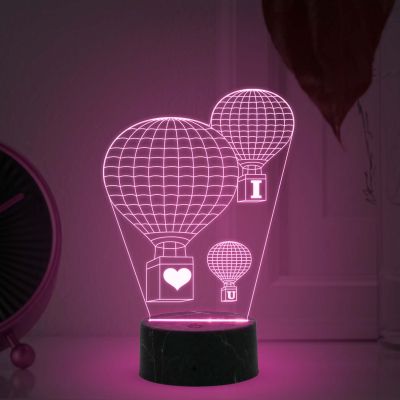 3D Illusion I love U Air Balloon Acrylic Led Night lamp 16 Color Changing Light with Remote Control  Kids Room Decor Light